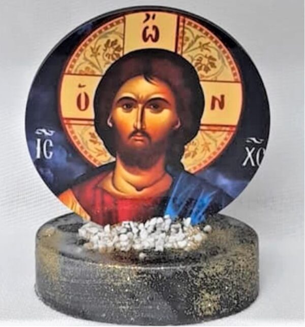 εικόνα 9 εκ. σε βάση βότσαλο μπομπονιέρα βάπτισης-γάμου Με 5 Κλασσικά Κουφέτα σε προσφορά