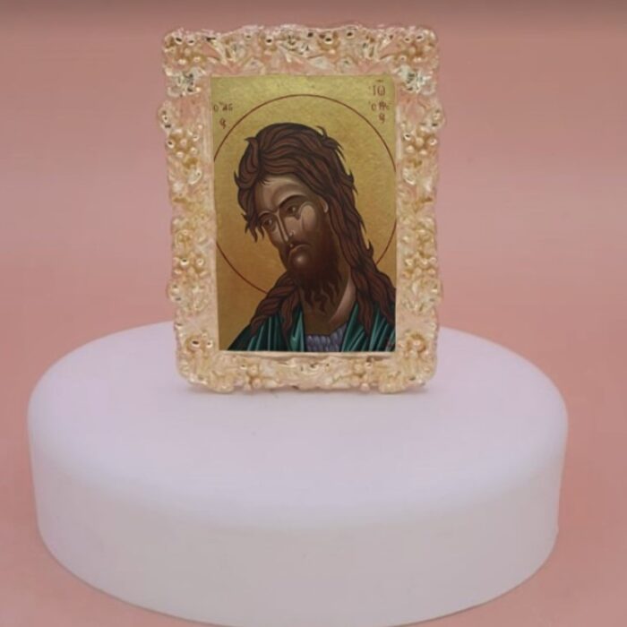 εικόνα άγιοι σε βότσαλο μπομπονιέρα βάπτισης-γάμου με 5 κλασσικά κουφέτα σε προσφορά
