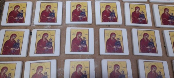 εικόνα τυπωμένη σε μάρμαρο θάσου μπομπονιέρα