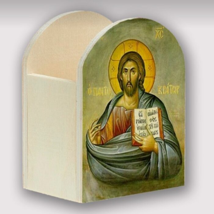 μολυβοθήκη ξύλινη Μπομπονιέρα Βάπτισης Οικονομική Με 5 Κλασσικά Κουφέτα