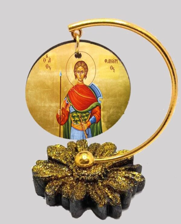 μπομπονιέρα πέτρα λουλούδι με ημικύκλιο και εικόνα