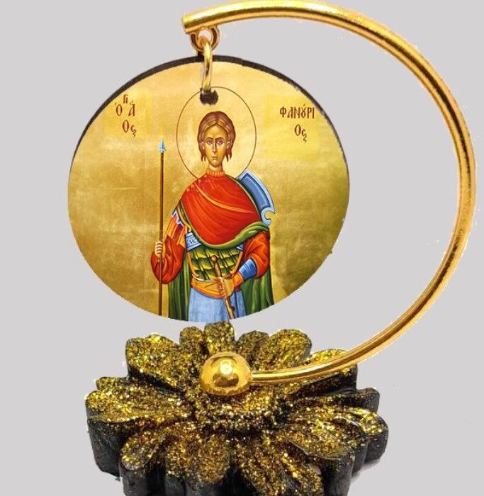 μπομπονιέρα πέτρα λουλούδι με ημικύκλιο και εικόνα Δεμενη Έτοιμη Με 5 Κλασσικά Κουφέτα
