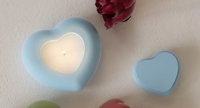 καρδιά μπιζουτιέρα με κερί μπομπονιέρα