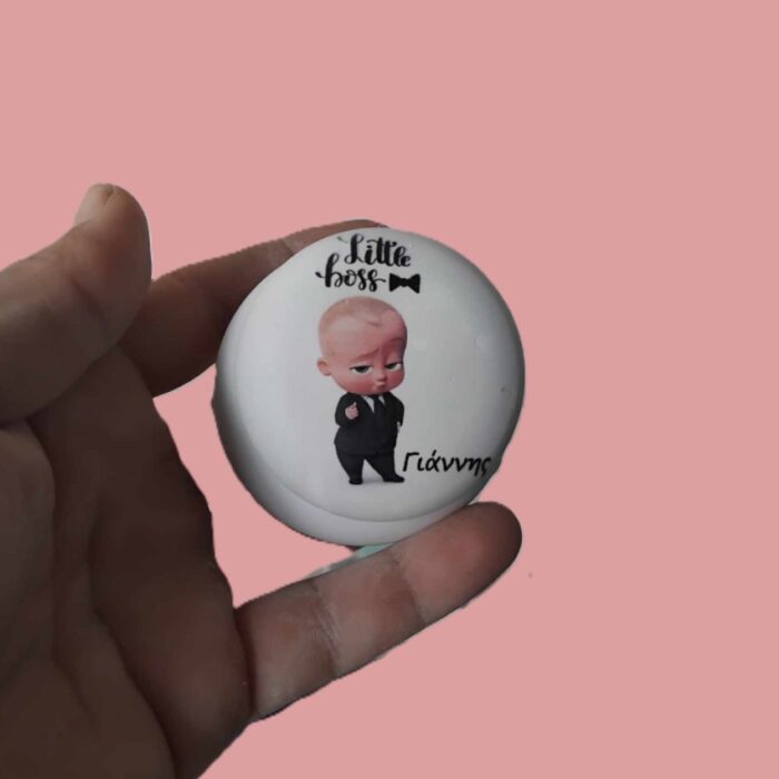 μπιζουτιέρα macaron με εκτύπωση big boss μπομπονιέρα