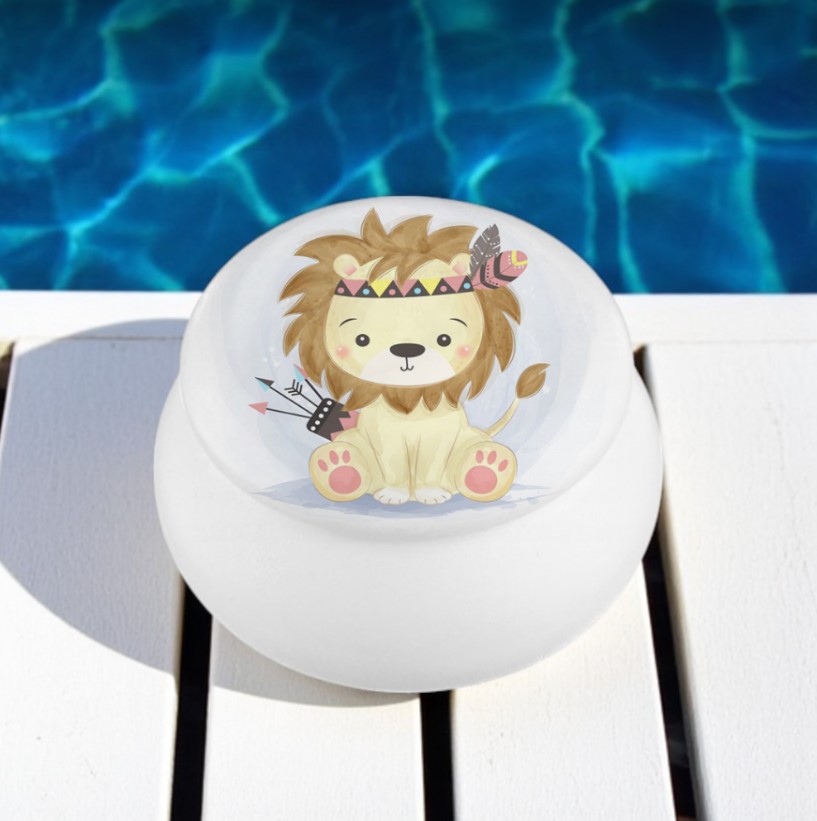 Μπομπονιέρα βάπτισης μπιζουτιέρα macaron με King lion