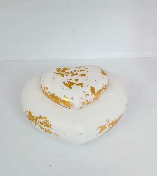 Καρδιά μπιζουτιέρα με φύλλα χρυσού κεραμική μπομπονιέρα οικονομική
